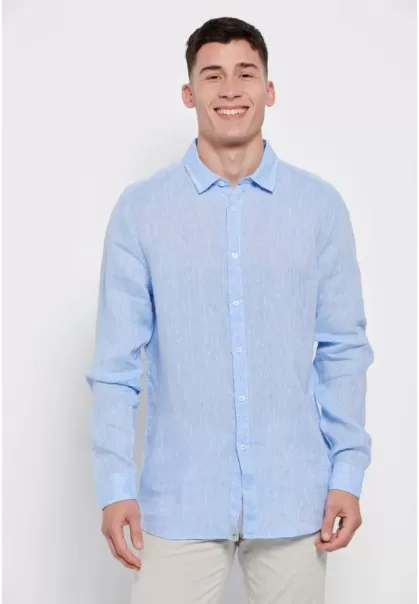 Shirts Sky Mel Funky-Buddha Men's Rapid Linen Shirt In Melange Fabric