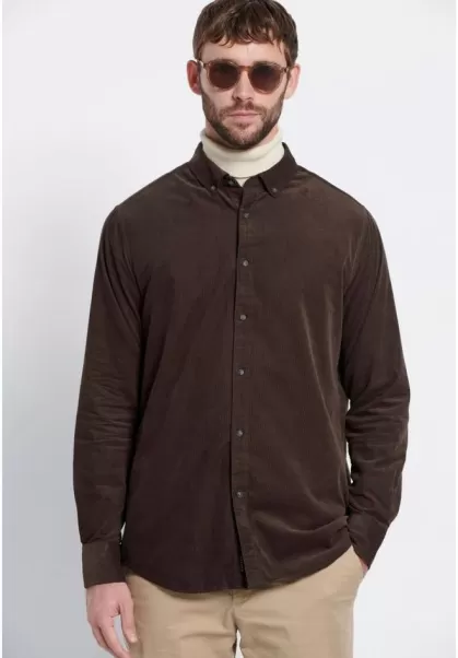 Dusty Brown Price Slash Men's Comfort Fit Corduroy Shirt - Marron Label Men's Shirts Funky-Buddha