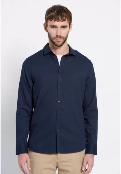 Professional Men's Cotton Shirt - Marron Label Men's Funky-Buddha Shirts Navy
