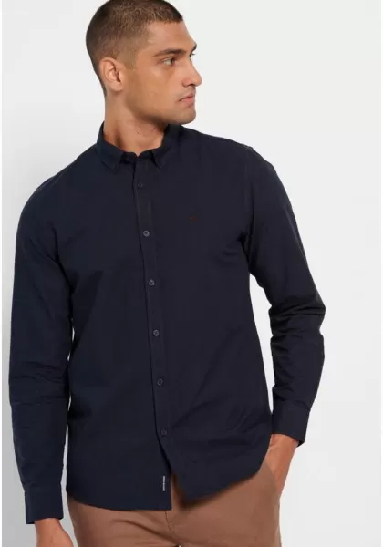 Seamless Shirts Dk Navy Funky-Buddha Essential Shirt With Embroidered Logo Men's