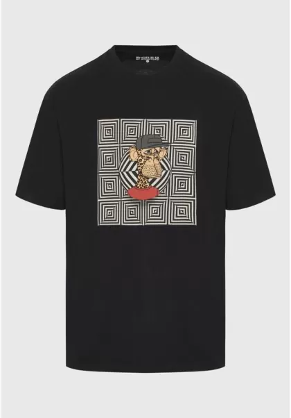 Black Relaxed Unisex T-Shirt Ape B3 - Bored Of Directors Funky-Buddha Men's T-Shirts Quick