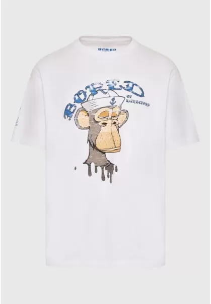 Funky-Buddha Men's T-Shirts Discount White Relaxed Unisex T-Shirt Ape Capeton 