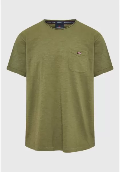 Funky-Buddha Khaki T-Shirts T-Shirt With Chest Pocket Special Price Men's