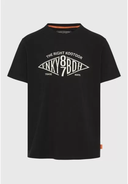 T-Shirt With Branded Text Artwork Print Inviting T-Shirts Funky-Buddha Black Men's