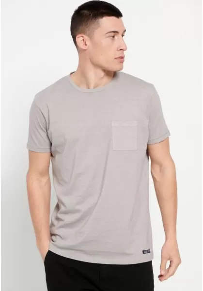 Men's Compact T-Shirts Zinc Grey Loose Fit T-Shirt With Chest Pocket Funky-Buddha