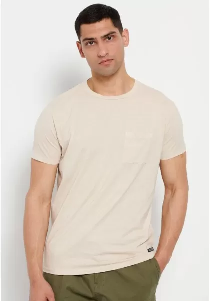 Bold Loose Fit T-Shirt With Chest Pocket Funky-Buddha T-Shirts Ivory Men's