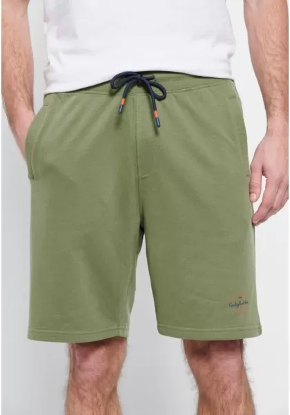 Khaki Essential Jogger Shorts With Branded Print Shorts Men's Funky-Buddha Buy