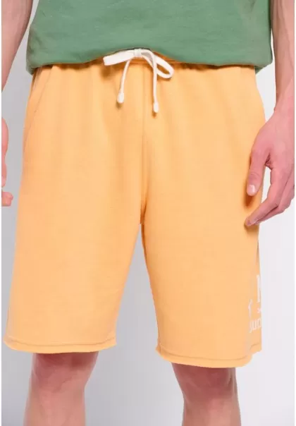 Funky-Buddha Men's Shorts Jogger Shorts With Branded Print & Raw Edges Papaya Orange Cost-Effective