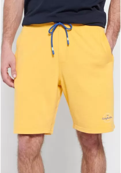 Men's Funky-Buddha Exclusive Honey Yellow Shorts Essential Jogger Shorts With Branded Print