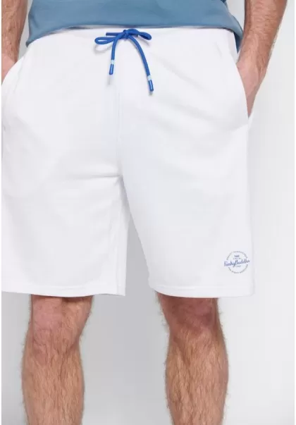 Essential Jogger Shorts With Branded Print Funky-Buddha White Men's Deal Shorts
