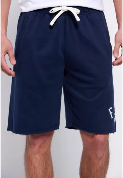 Jogger Shorts With Branded Print & Raw Edges Shorts Men's Reduced To Clear Funky-Buddha Navy