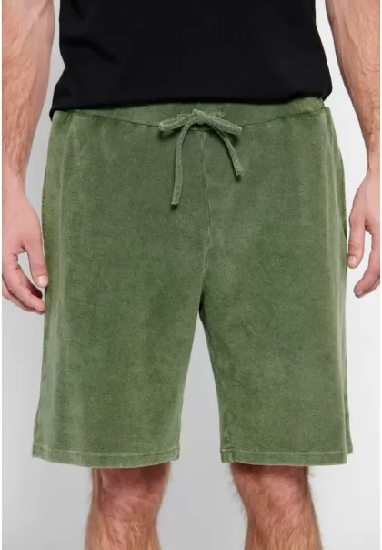 Jogger Shorts In Towel Terry Fabric Khaki Personalized Funky-Buddha Men's Shorts