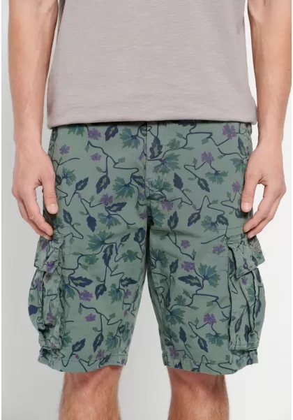 Shorts All Over Printed Cargo Shorts Dusty Green Funky-Buddha Easy-To-Use Men's